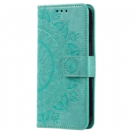 Kožený Kryt Motorola Edge 50 Pro Mandala Slunce S Popruhem