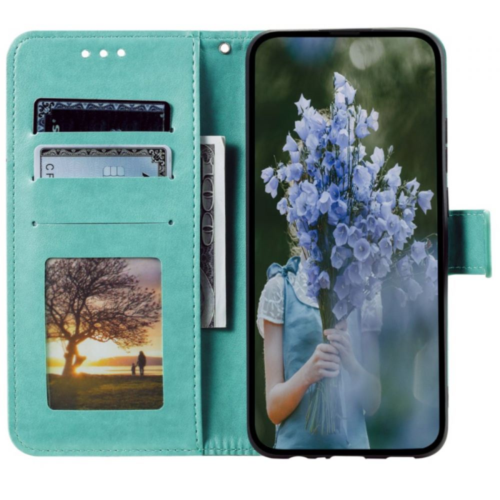 Kožený Kryt Motorola Edge 50 Pro Mandala Slunce S Popruhem