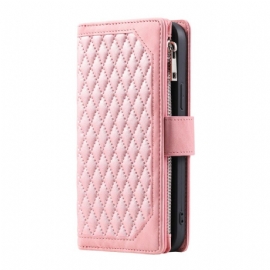 Kožený Kryt Motorola Edge 50 Pro Polstrovaná Kapsa Na Zip