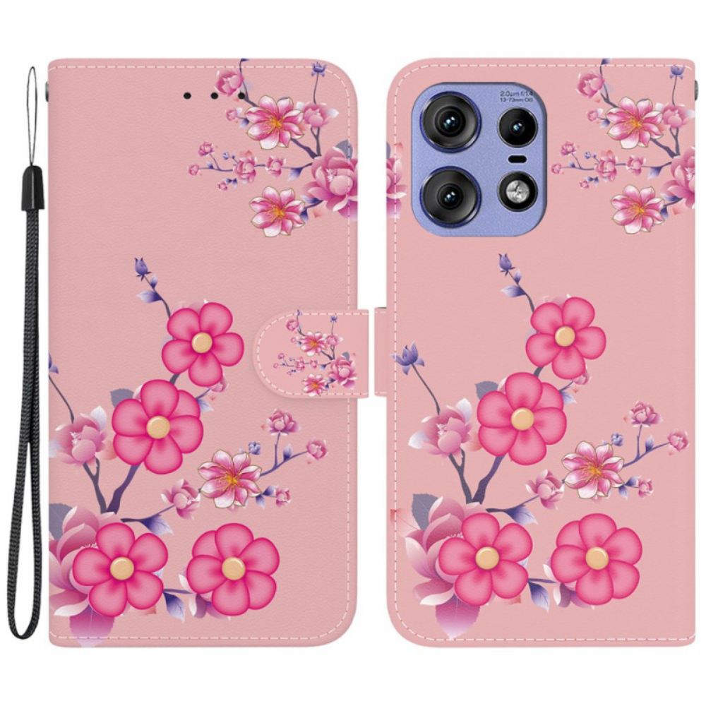 Kožený Kryt Motorola Edge 50 Pro Sakura S Popruhem