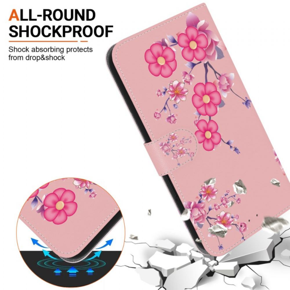 Kožený Kryt Motorola Edge 50 Pro Sakura S Popruhem