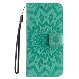 Kožený Kryt Motorola Edge 50 Pro Sluneční Mandala