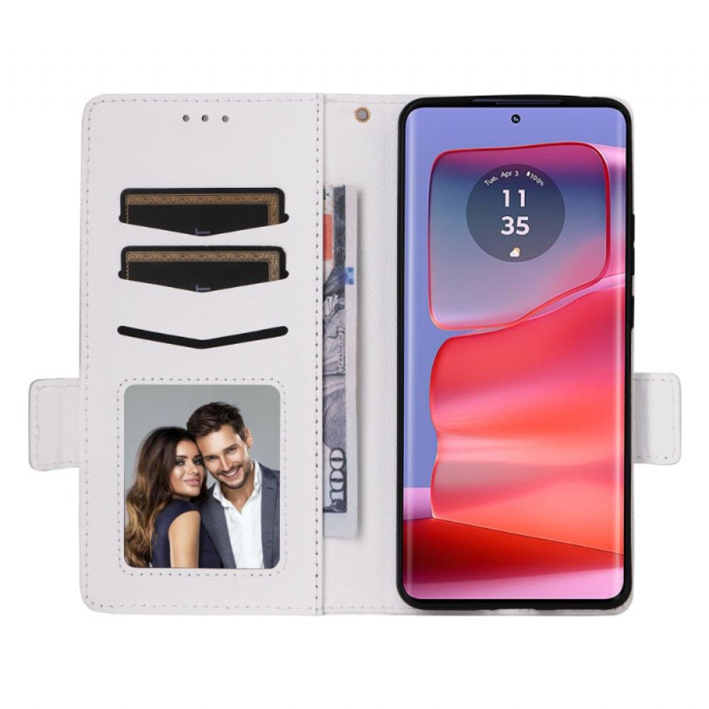 Kožený Kryt Motorola Edge 50 Pro Textura Litchi S Popruhem