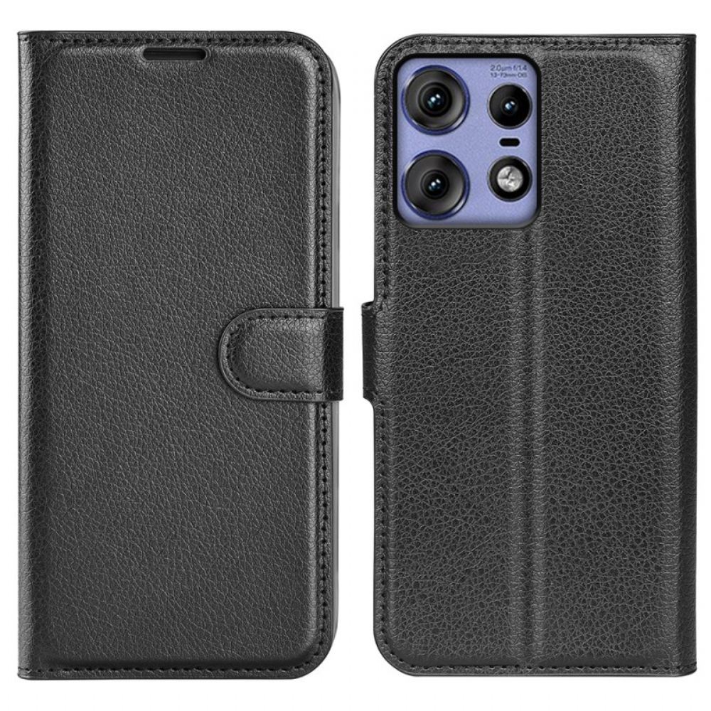 Kožený Kryt Motorola Edge 50 Pro Umělá Kůže Litchi