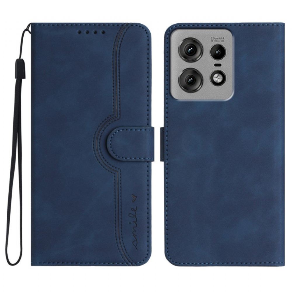 Kožený Kryt Motorola Edge 50 Pro Úsměv Na Lanyard