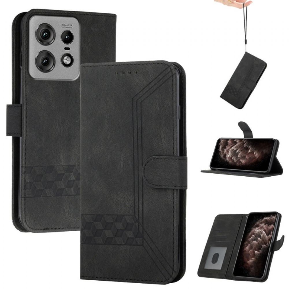 Kožený Kryt Motorola Edge 50 Pro Řemínkové Vlysy