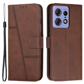 Kožený Kryt Na Motorola Edge 50 Pro Obchodní Styl Strappy