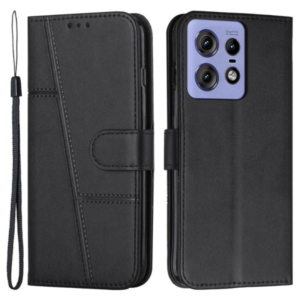 Kožený Kryt Na Motorola Edge 50 Pro Obchodní Styl Strappy