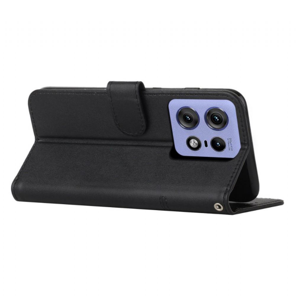 Kožený Kryt Na Motorola Edge 50 Pro Obchodní Styl Strappy