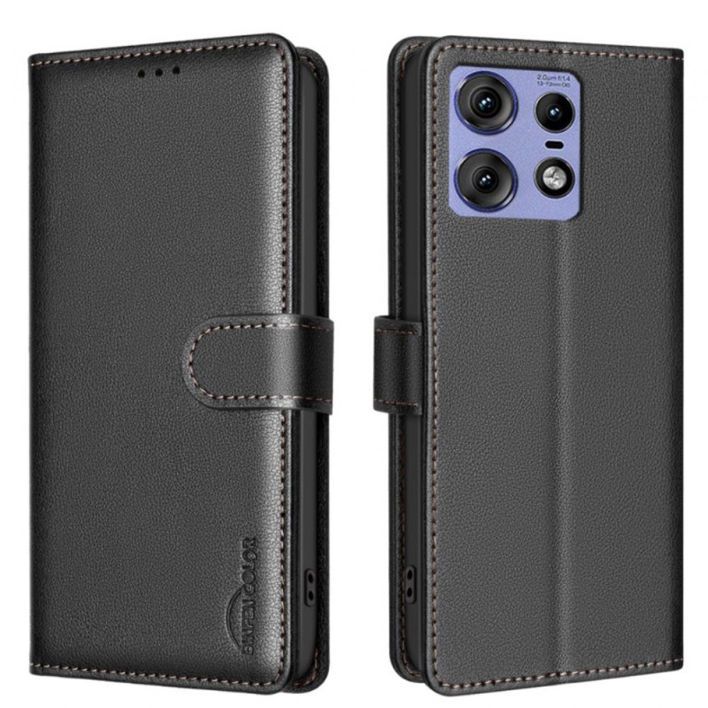 Kožený Kryt Na Motorola Edge 50 Pro Peněženka Rfid