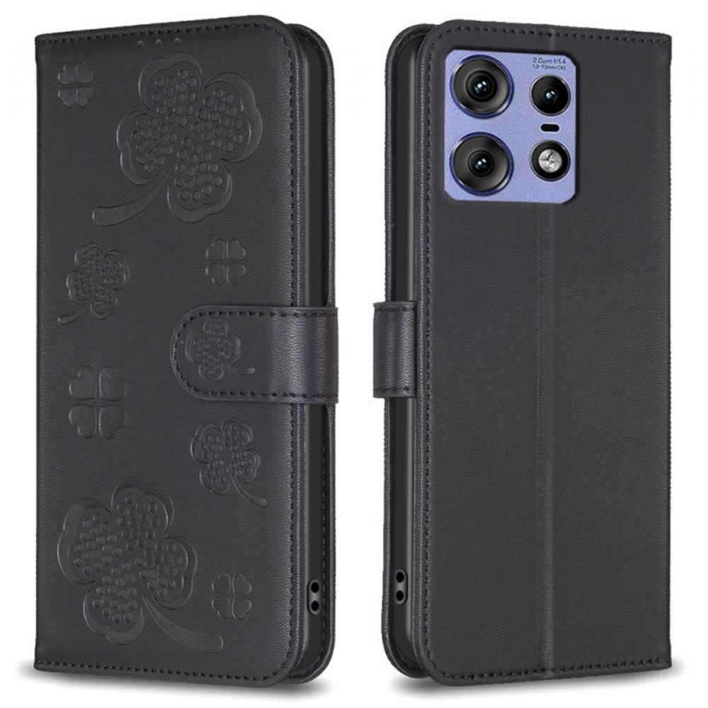Kožený Kryt Na Motorola Edge 50 Pro Vzor Jetele