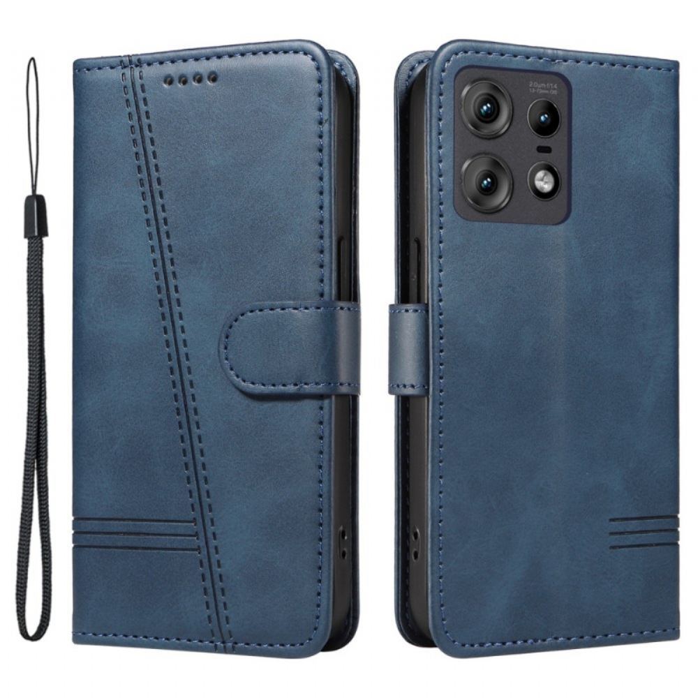Kožený Kryt Na Motorola Edge 50 Pro Řádky