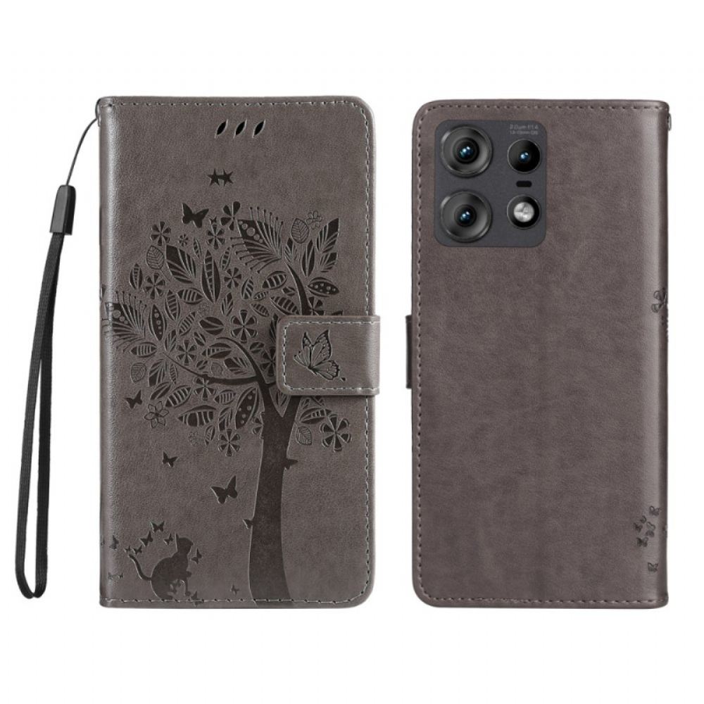 Peněženková Pouzdra Motorola Edge 50 Pro Kočka A Strom