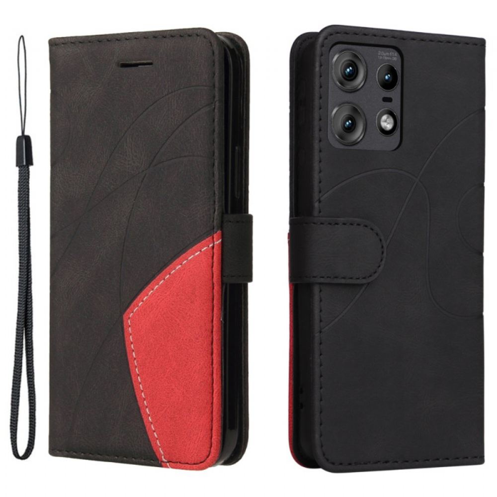 Peněženková Pouzdra Motorola Edge 50 Pro Kryty Na Mobil Dvoubarevná Vlnovka