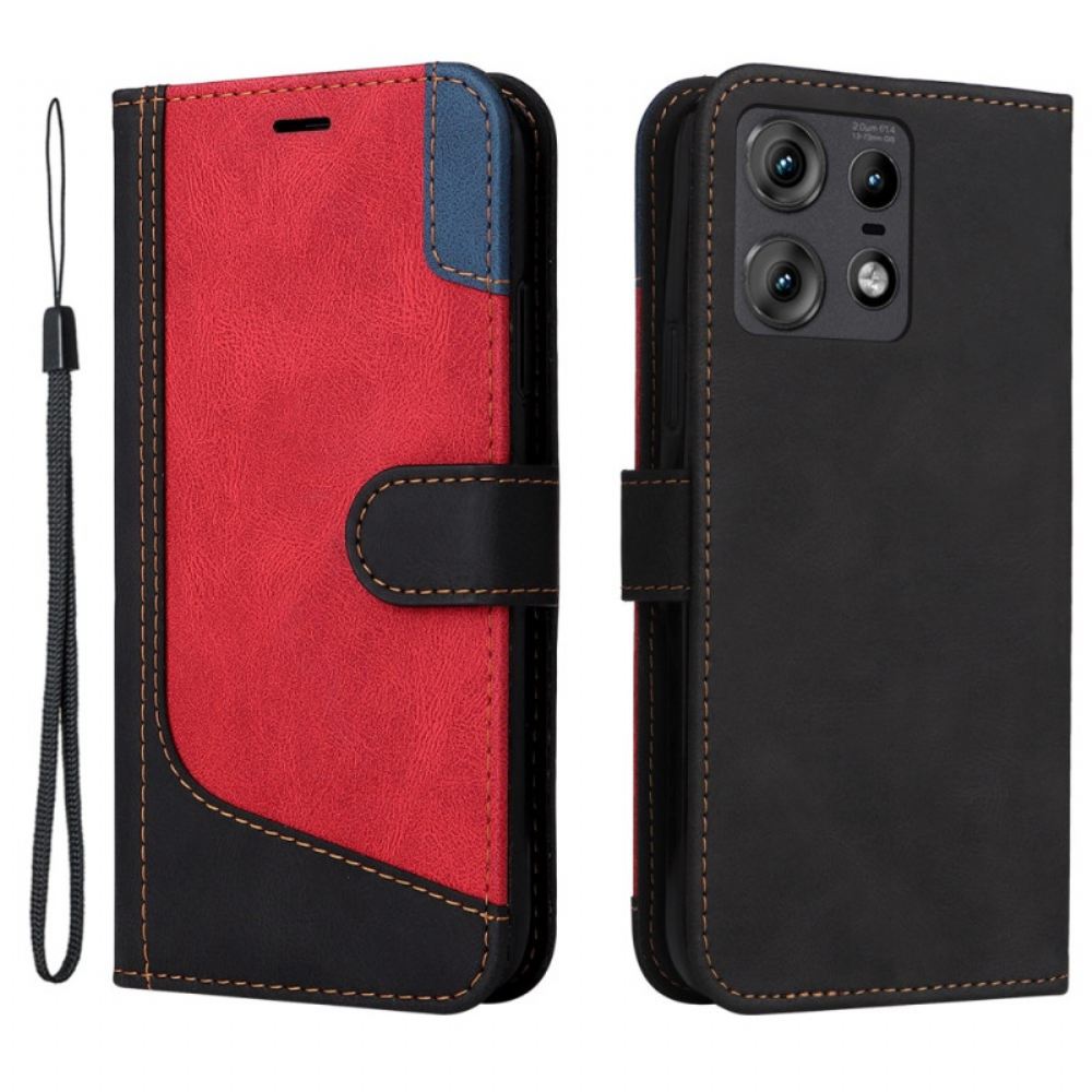 Peněženková Pouzdra Motorola Edge 50 Pro Kryty Na Mobil Trikolóra S Řemínkem
