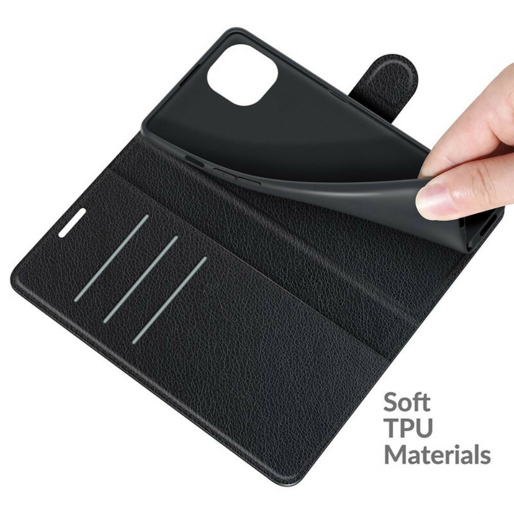 Flipové Pouzdro Na iPhone 13 Mini Klasický Kožený Efekt Litchi