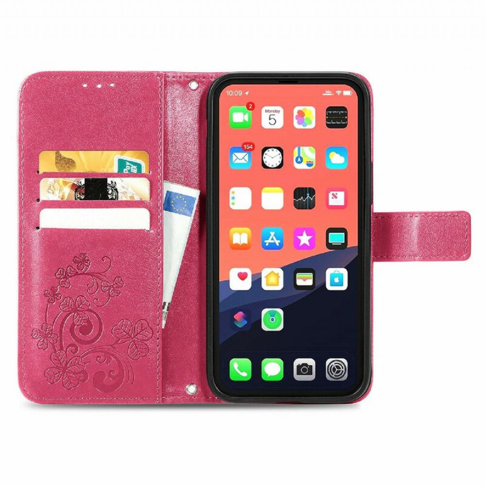 Flipové Pouzdro Na iPhone 13 Mini Na Lana Popruh Pro Motýly A Květiny