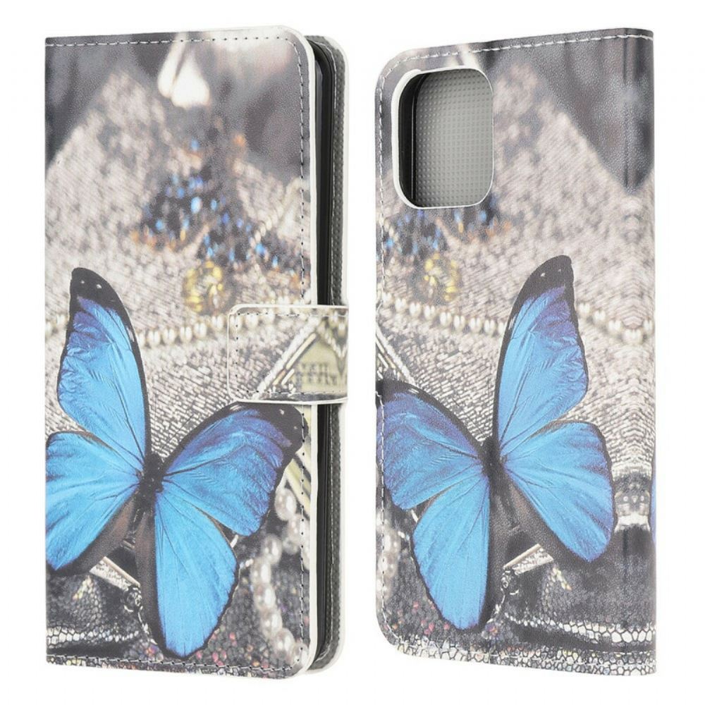 Flipové Pouzdro Na iPhone 13 Mini Modrý Motýl