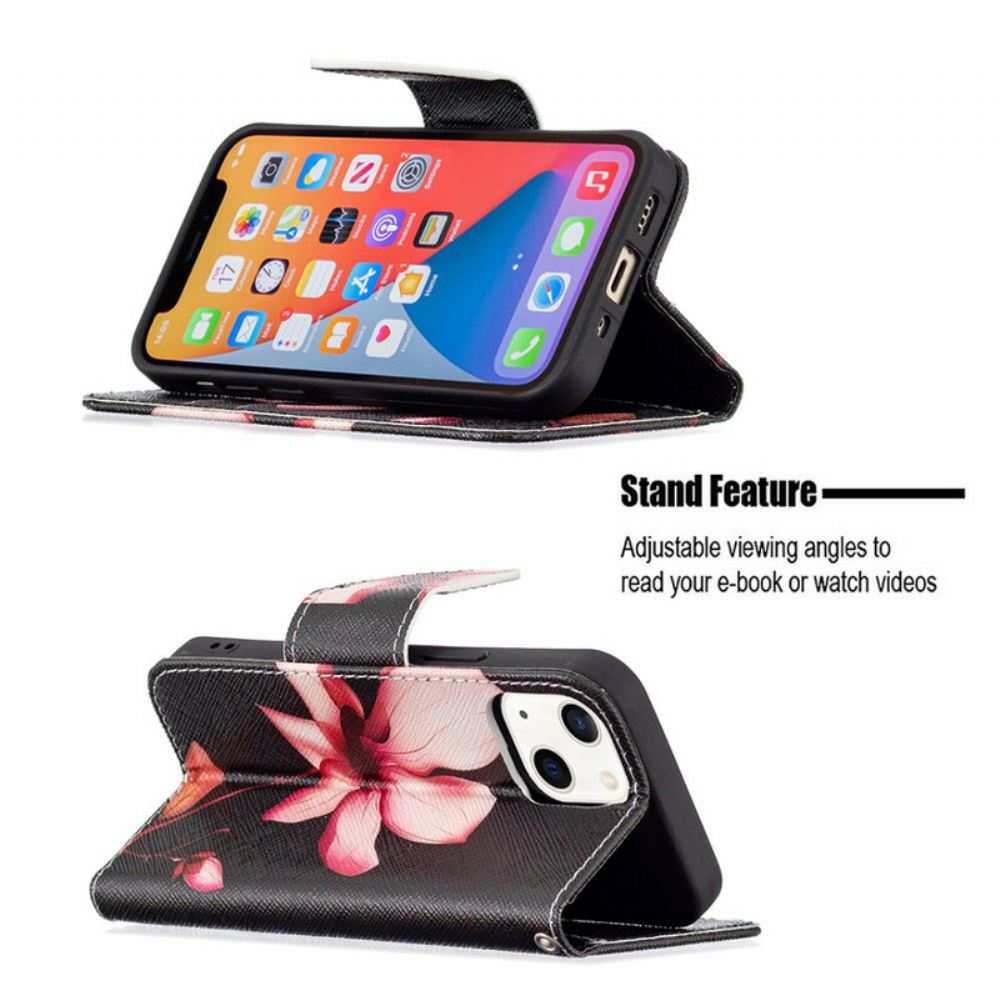 Flipové Pouzdro Na iPhone 13 Mini Růžový Květ