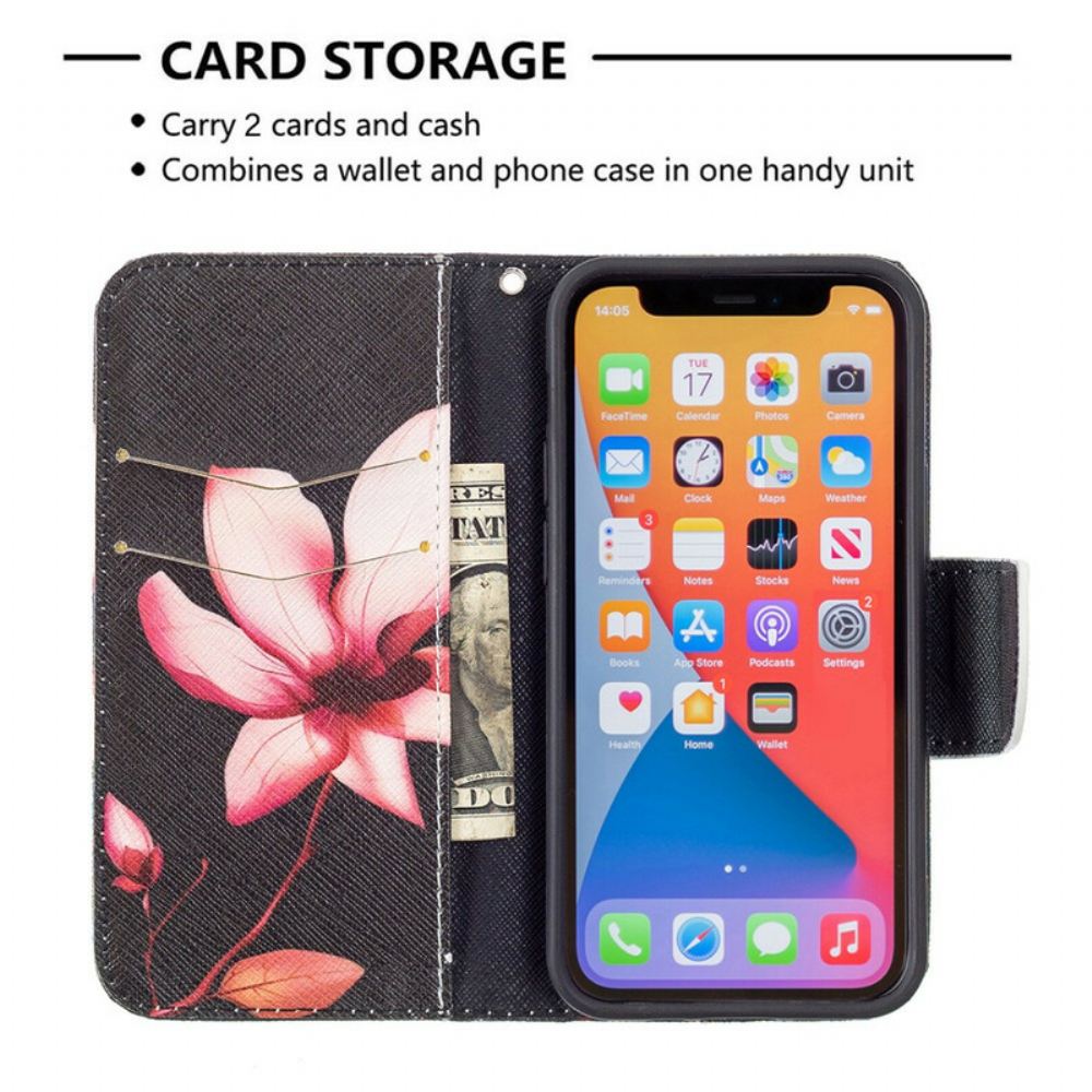 Flipové Pouzdro Na iPhone 13 Mini Růžový Květ