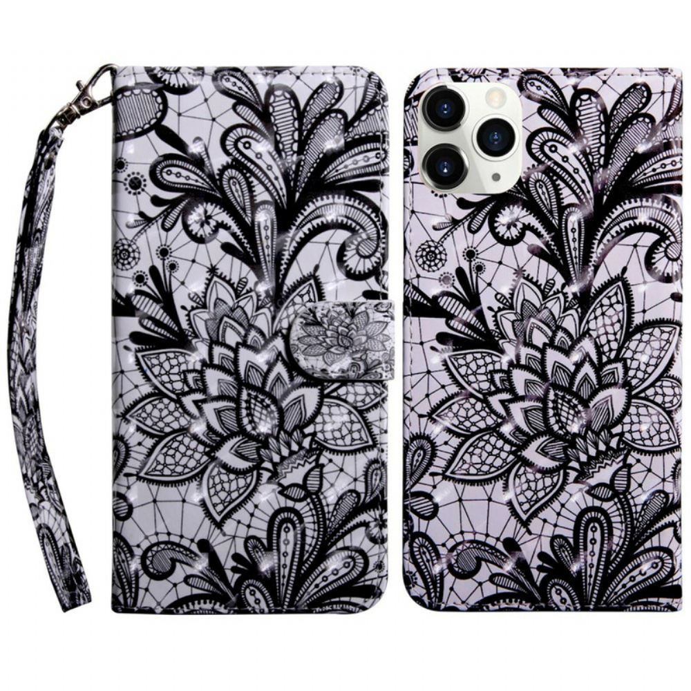 Flipové Pouzdro Na iPhone 13 Mini Světlá Bodová Krajka
