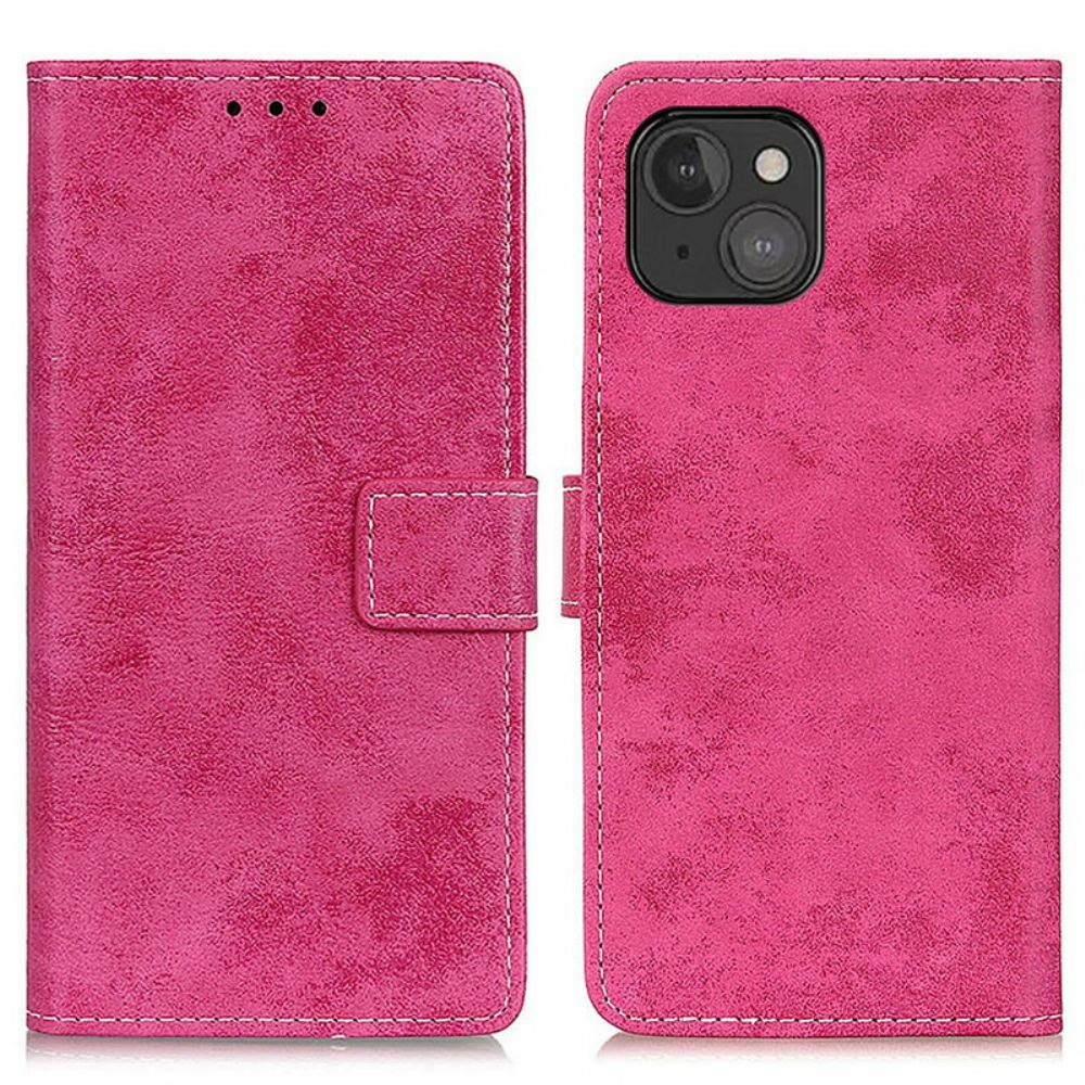 Flipové Pouzdro Na iPhone 13 Mini Vintage Kožený Efekt