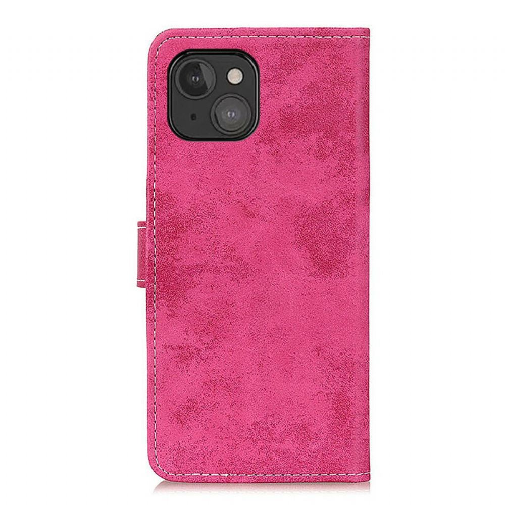 Flipové Pouzdro Na iPhone 13 Mini Vintage Kožený Efekt