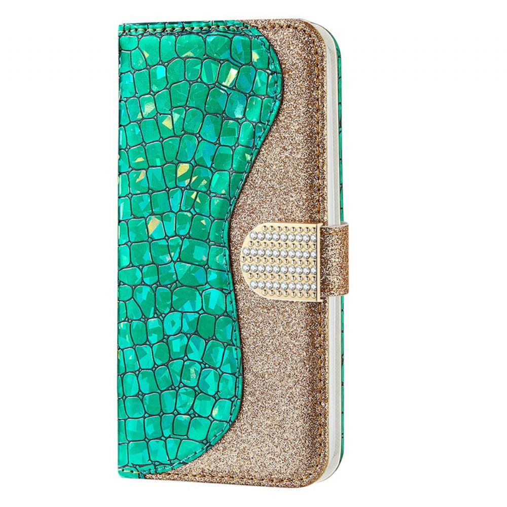 Kožené Pouzdro Na iPhone 13 Mini Krokodýlí Diamanty