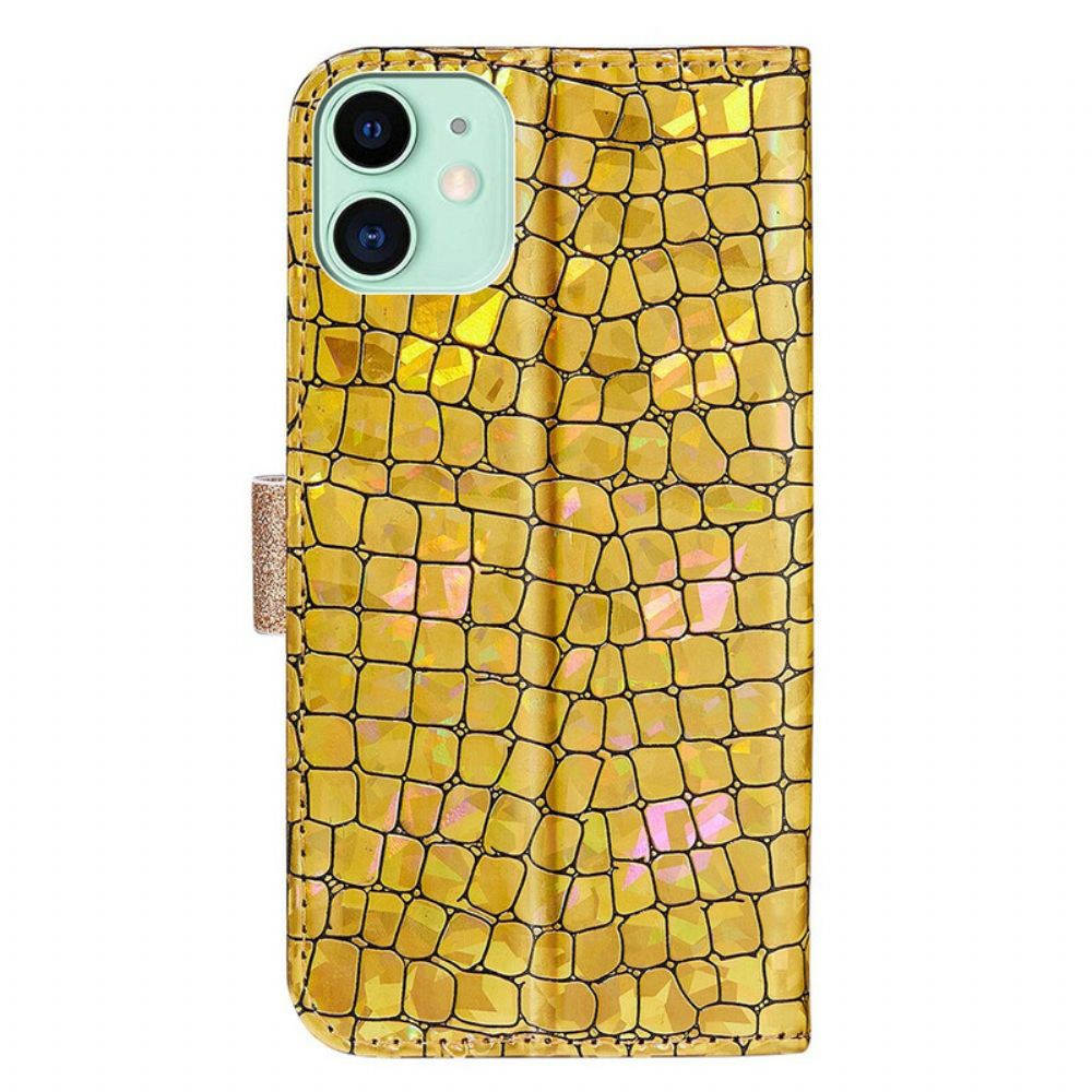Kožené Pouzdro Na iPhone 13 Mini Krokodýlí Diamanty