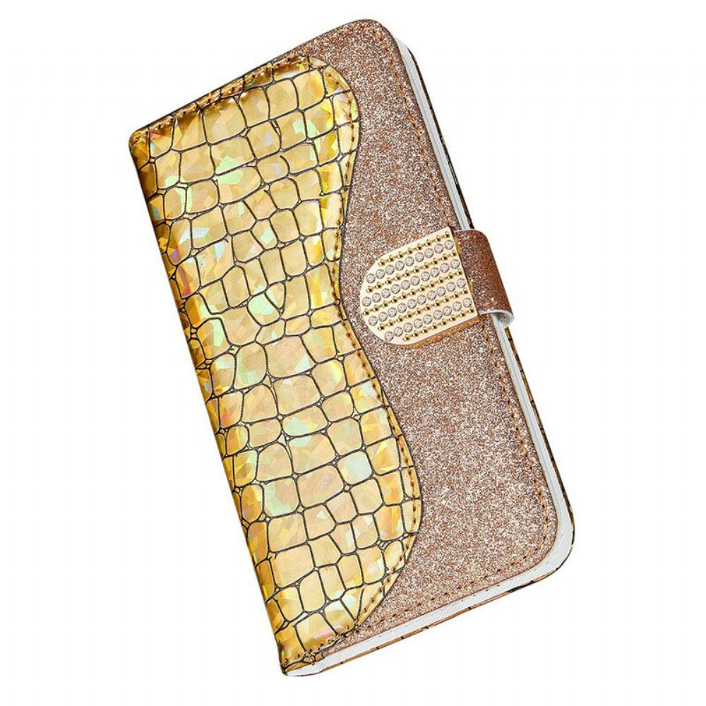 Kožené Pouzdro Na iPhone 13 Mini Krokodýlí Diamanty