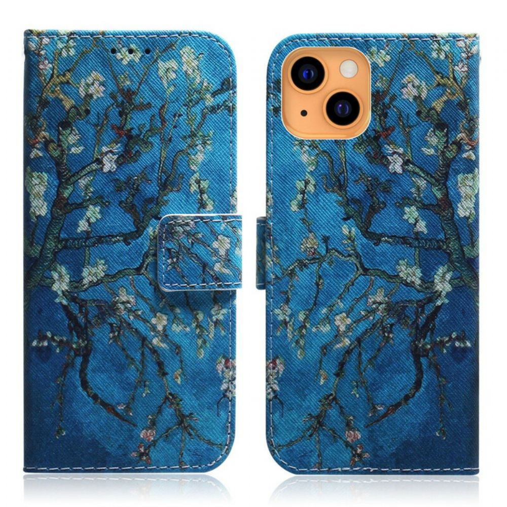 Kožené Pouzdro Na iPhone 13 Mini Kvetoucí Větev Stromu