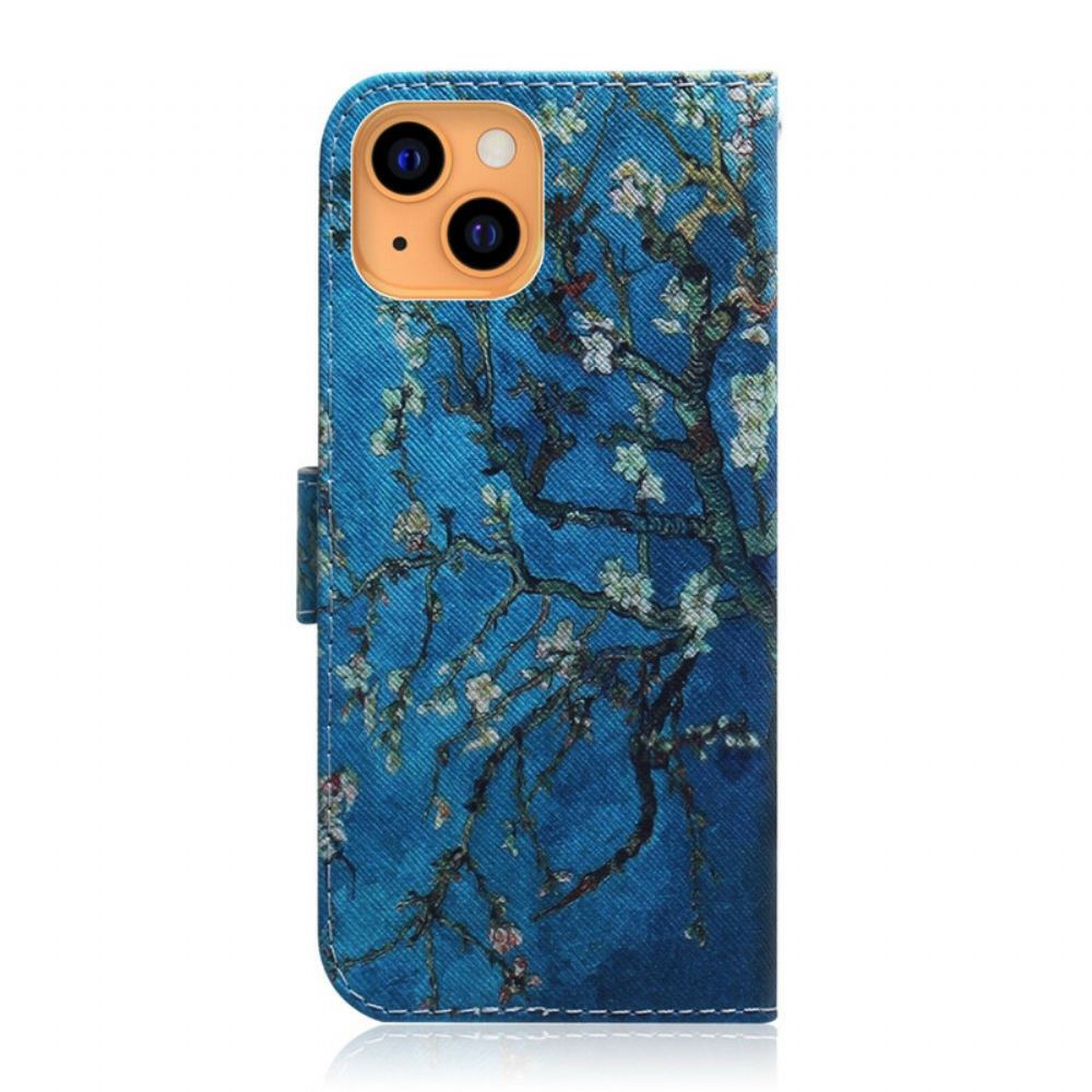 Kožené Pouzdro Na iPhone 13 Mini Kvetoucí Větev Stromu