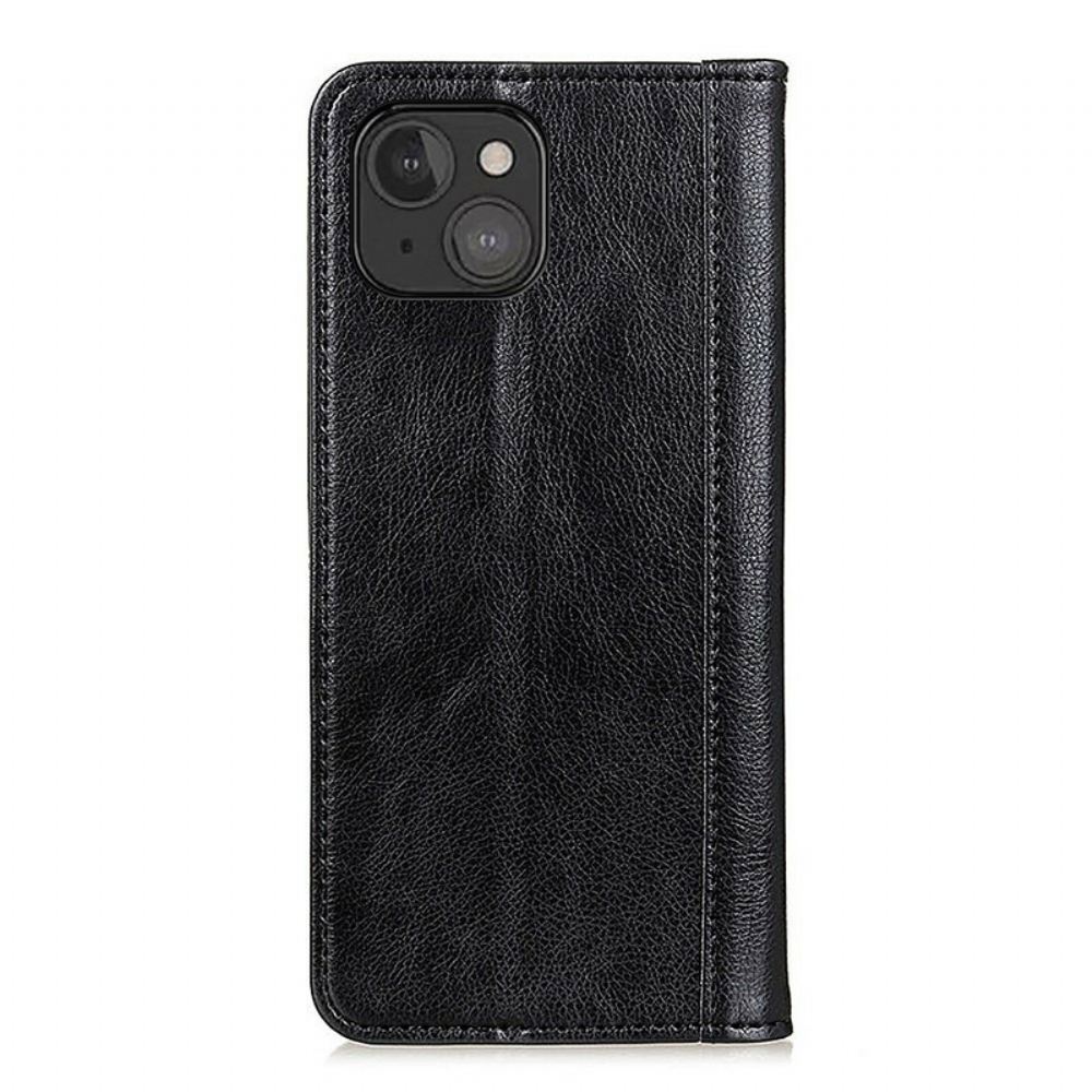 Kryty Na Mobil Na iPhone 13 Mini Flipové Pouzdro Elegance Dělená Litchi Kůže
