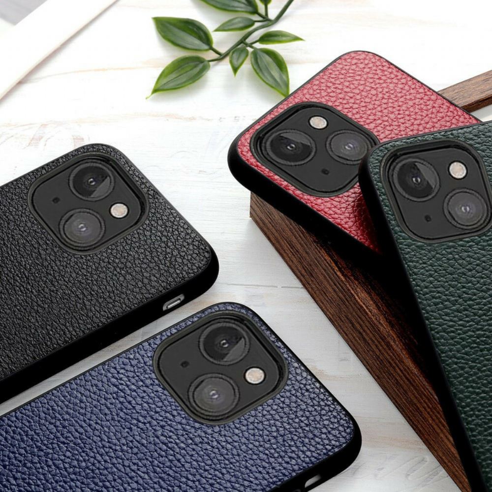 Kryty Na Mobil Na iPhone 13 Mini Pravá Kůže Litchi