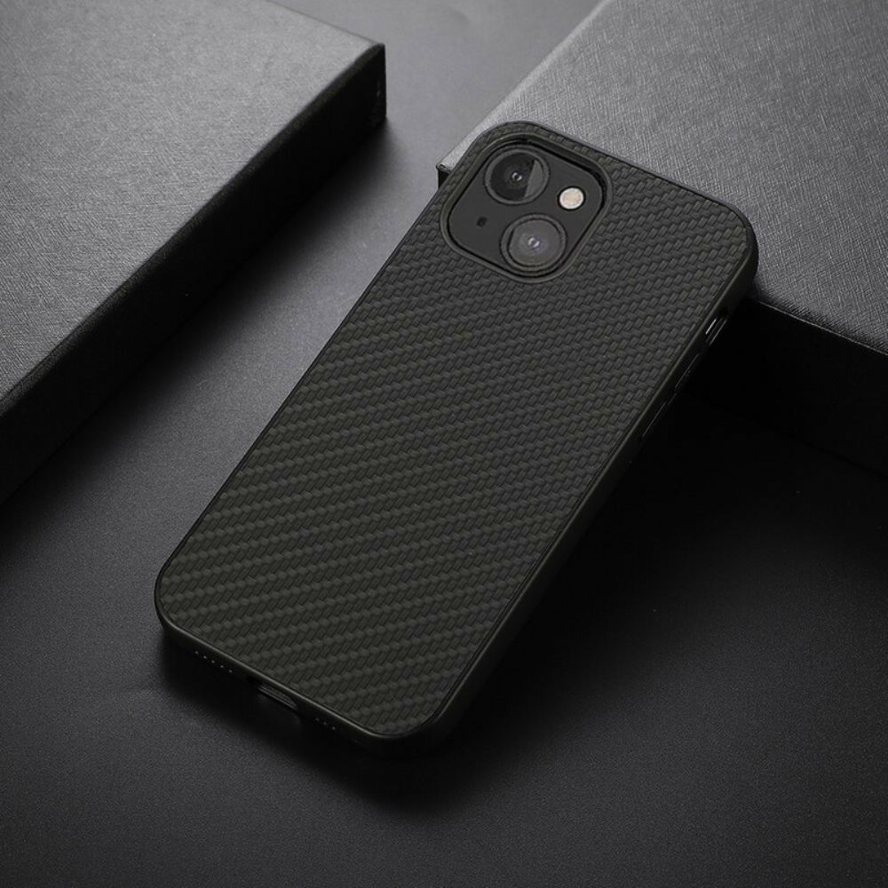 Kryty Na Mobil Na iPhone 13 Mini Textura Uhlíkových Vláken S Efektem Kůže