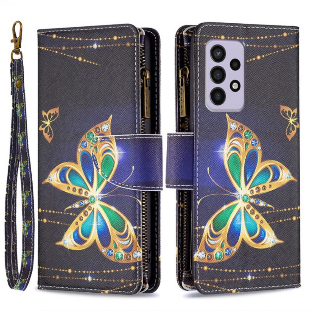 Flipové Pouzdro Na Samsung Galaxy A33 5G Kapsa Na Zip Royal Butterfly