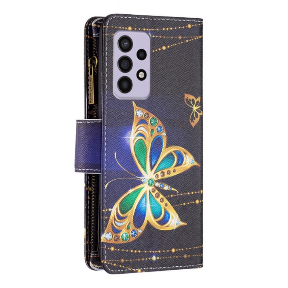 Flipové Pouzdro Na Samsung Galaxy A33 5G Kapsa Na Zip Royal Butterfly