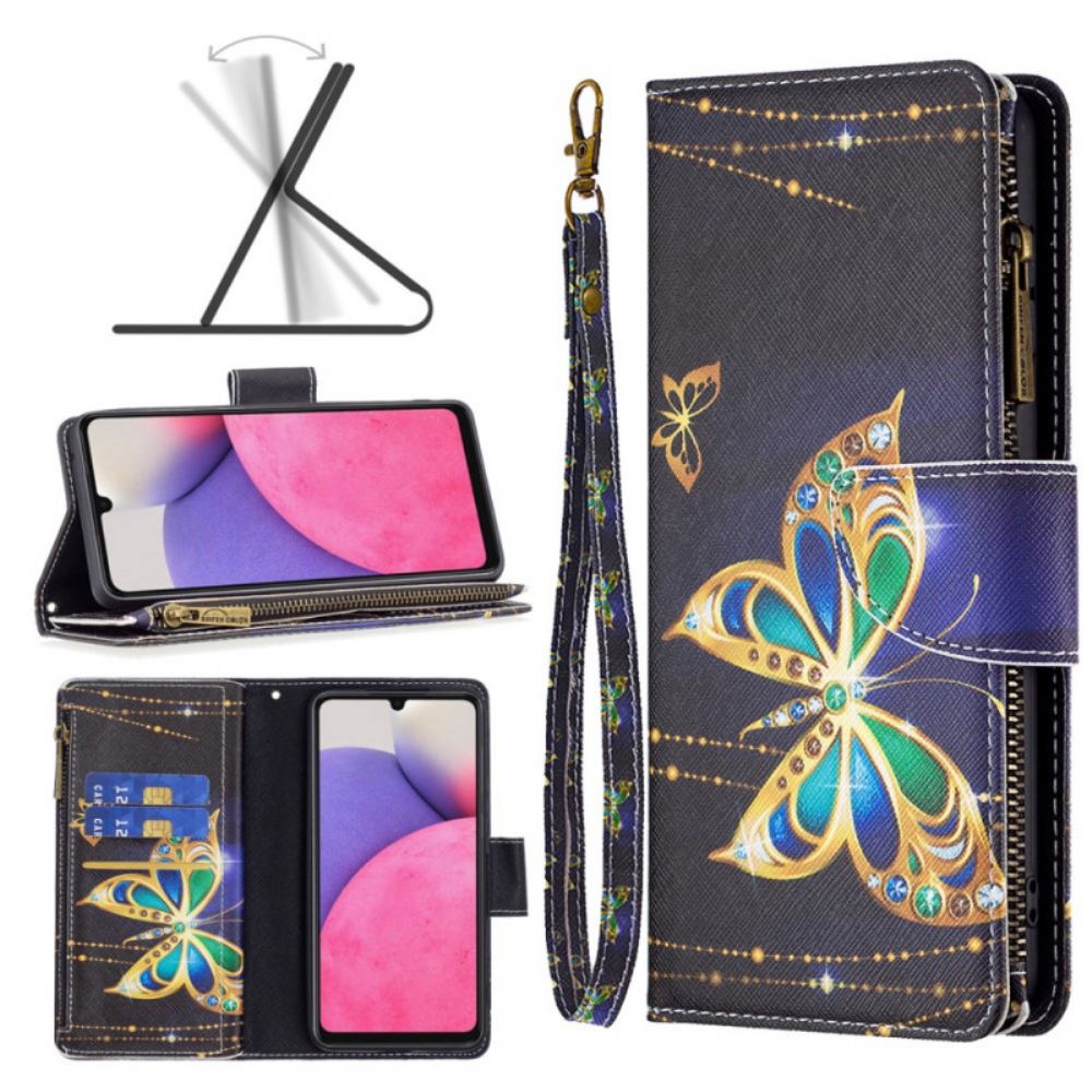 Flipové Pouzdro Na Samsung Galaxy A33 5G Kapsa Na Zip Royal Butterfly