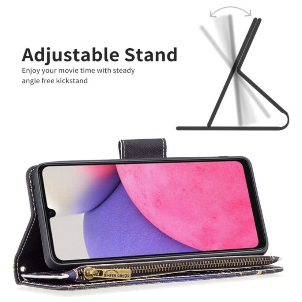 Flipové Pouzdro Na Samsung Galaxy A33 5G Kapsa Na Zip Royal Butterfly