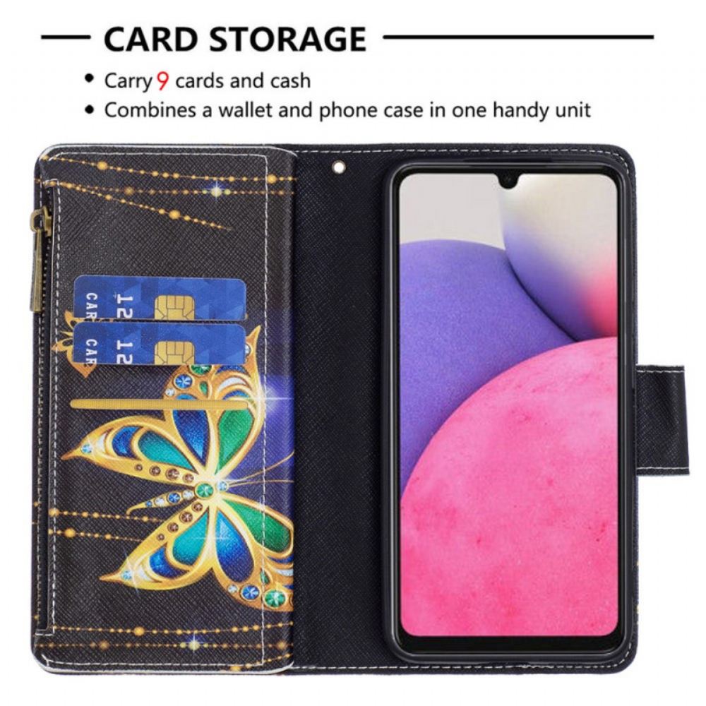 Flipové Pouzdro Na Samsung Galaxy A33 5G Kapsa Na Zip Royal Butterfly