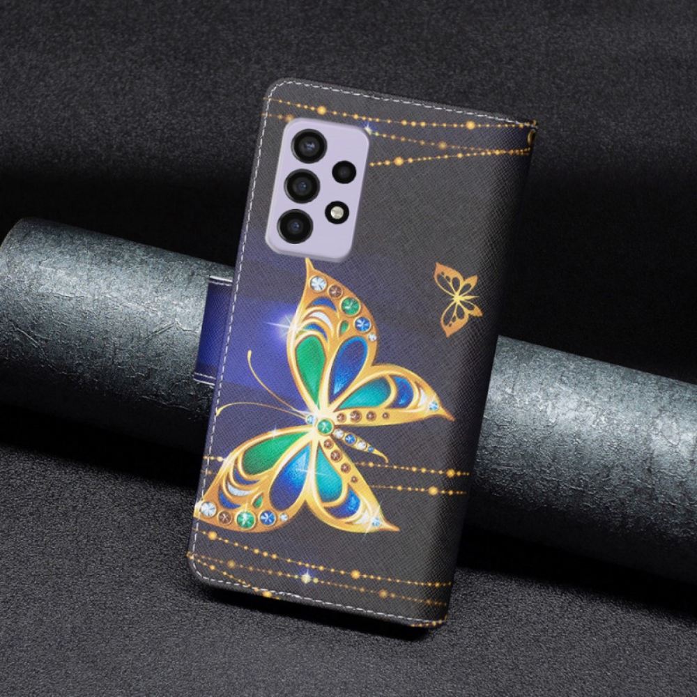 Flipové Pouzdro Na Samsung Galaxy A33 5G Kapsa Na Zip Royal Butterfly
