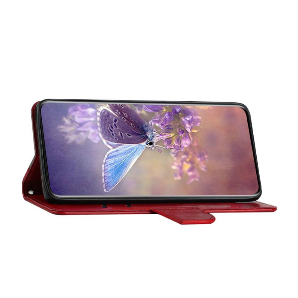Flipové Pouzdro Na Samsung Galaxy A33 5G Na Lana Dvoubarevný Motýl S Páskem