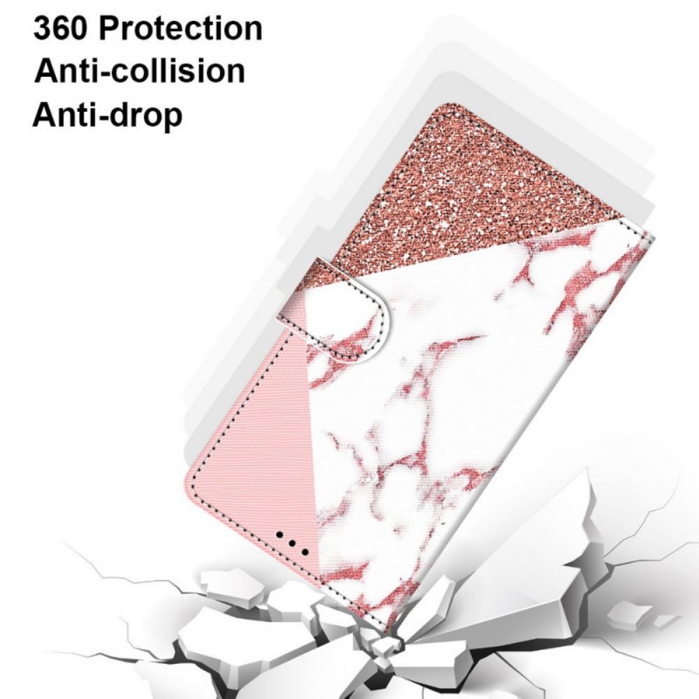 Flipové Pouzdro Na Samsung Galaxy A33 5G Trojúhelník Z Mramoru A Flitrů