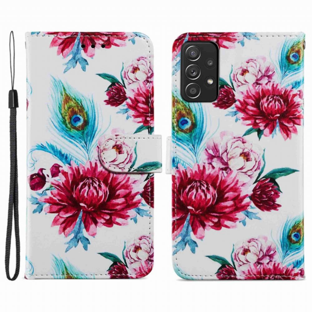 Kožené Pouzdro Na Samsung Galaxy A33 5G Intenzivní Květiny
