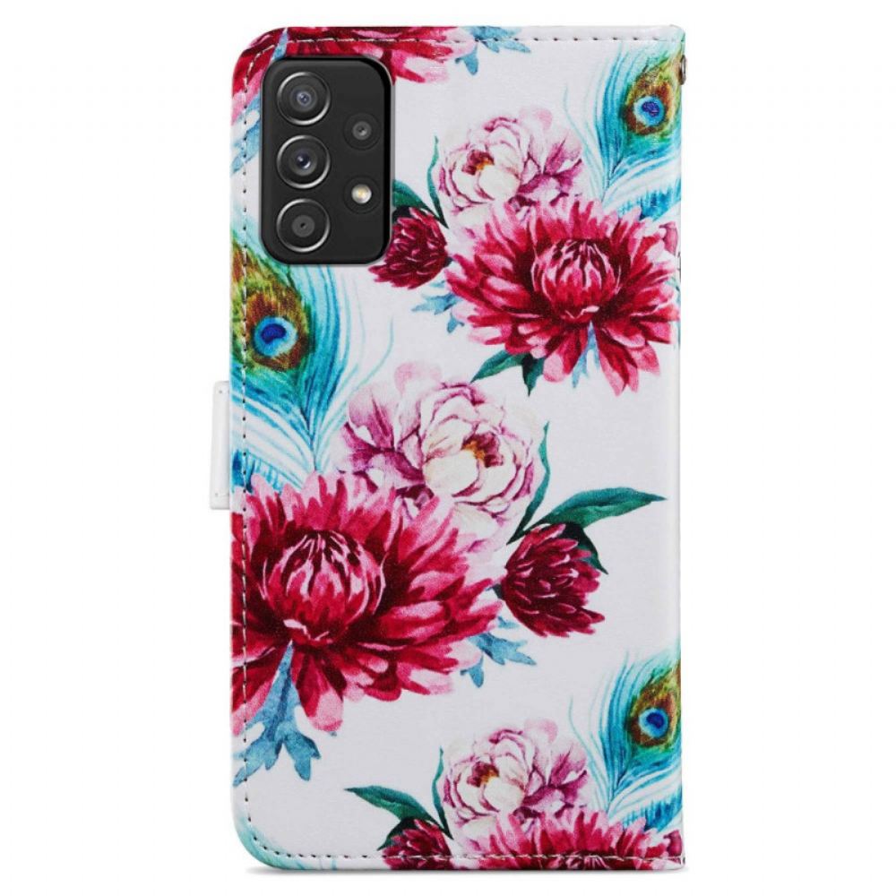 Kožené Pouzdro Na Samsung Galaxy A33 5G Intenzivní Květiny