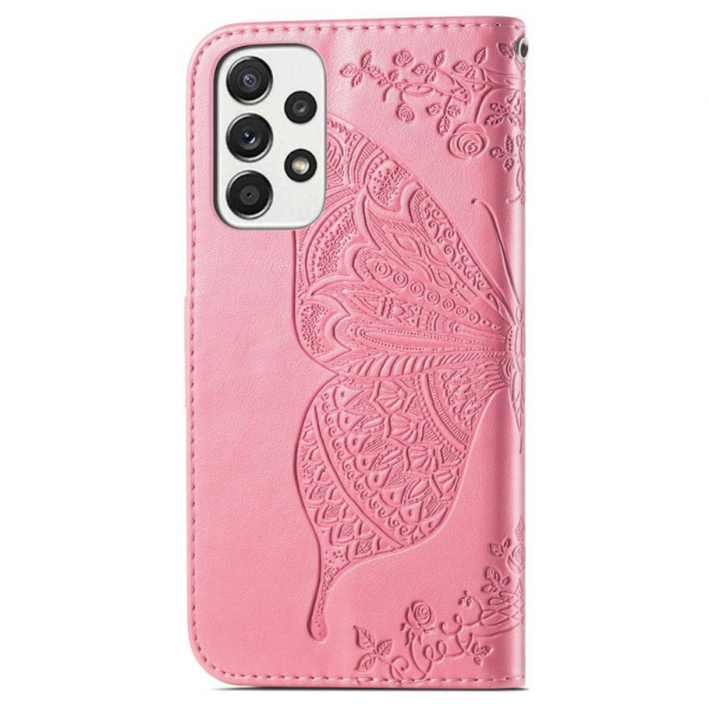 Kožené Pouzdro Na Samsung Galaxy A33 5G Poloviční Motýli