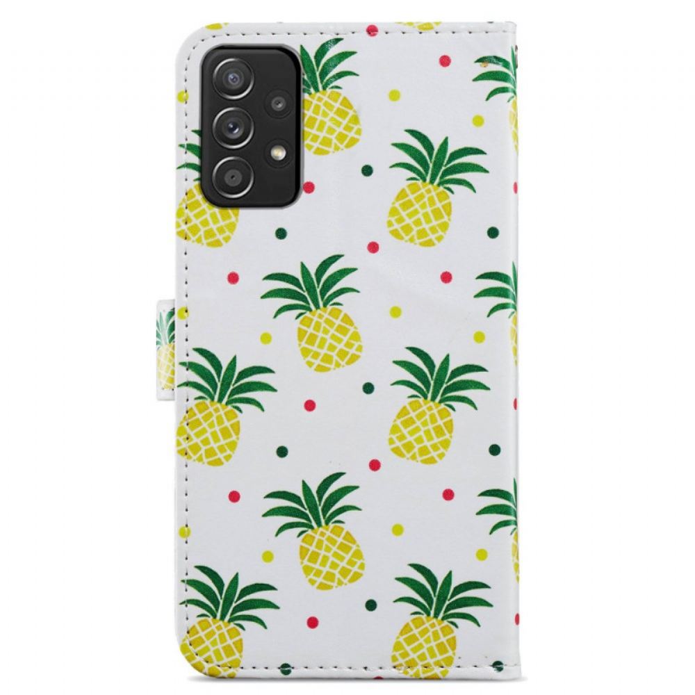 Kožené Pouzdro Na Samsung Galaxy A33 5G Více Ananasů