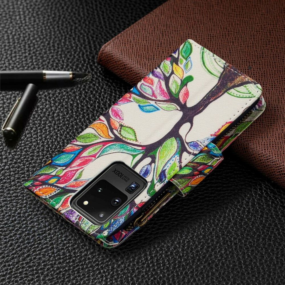 Flipové Pouzdro Na Samsung Galaxy S20 Ultra Kapsa Na Stromeček Na Zip