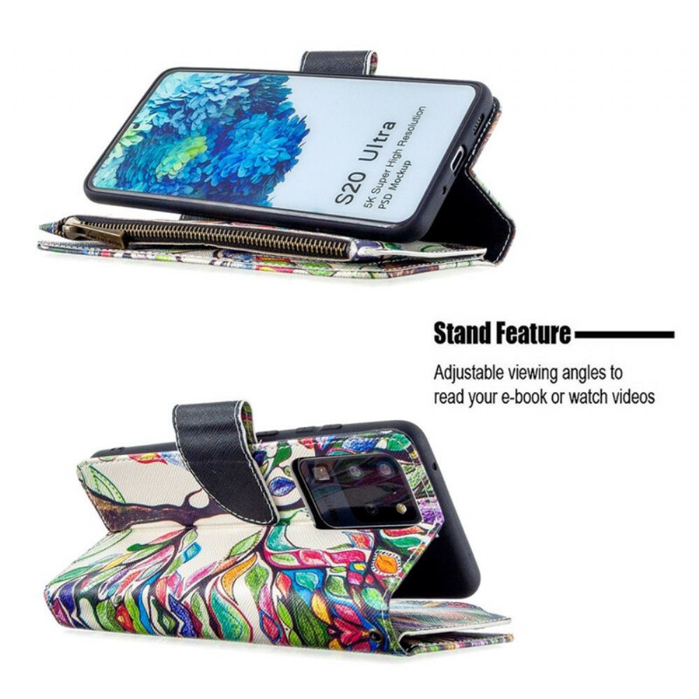 Flipové Pouzdro Na Samsung Galaxy S20 Ultra Kapsa Na Stromeček Na Zip