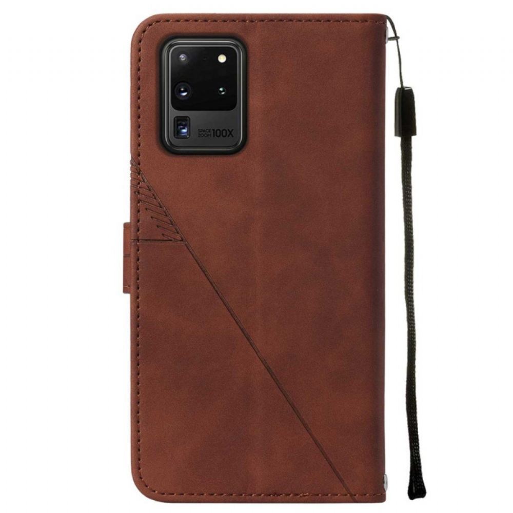 Flipové Pouzdro Na Samsung Galaxy S20 Ultra Pyramidový Kožený Efekt